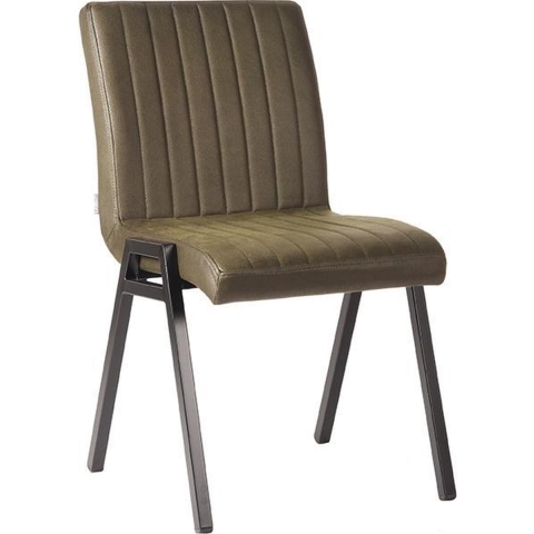 Label51 Eetkamerstoel matz army green microfiber set van 2
