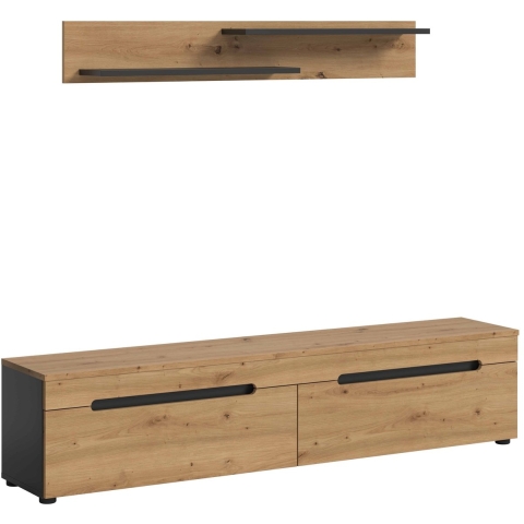 Furnilux Canu lowboard + wallboard staand-hangend artisan nb basaltgrijs nb abs. artisan