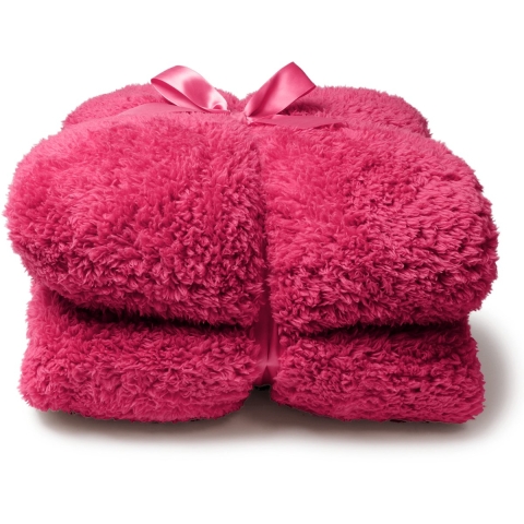 Unique Living plaid teddy 150x200cm fuchsia