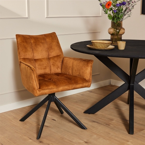 Starfurn eetkamerstoel dani velvet gold met armleuning set van 2