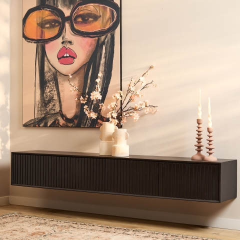 Starfurn zwevend tv meubel madison black 200 cm