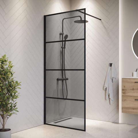 Badplaats Douchewand essos 60 x 200 cm zwart – inloopdouche 8 mm