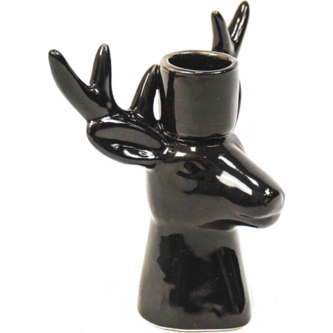 House Vitamin Candle holder reindeer ceramic black 16x9x16,5cm