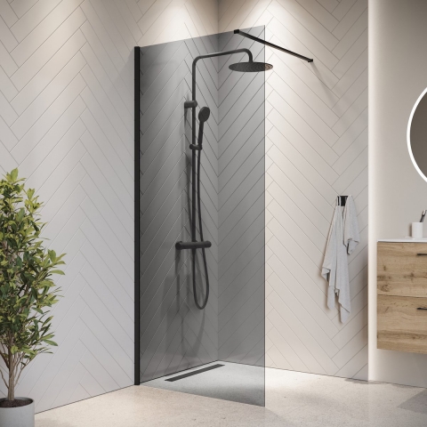Badplaats Douchewand rizani 50 x 200 cm zwart – inloopdouche 8 mm