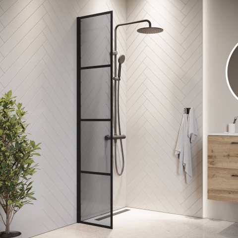 Badplaats Douchewand essos 40 x 200 cm zwart – inloopdouche 8 mm