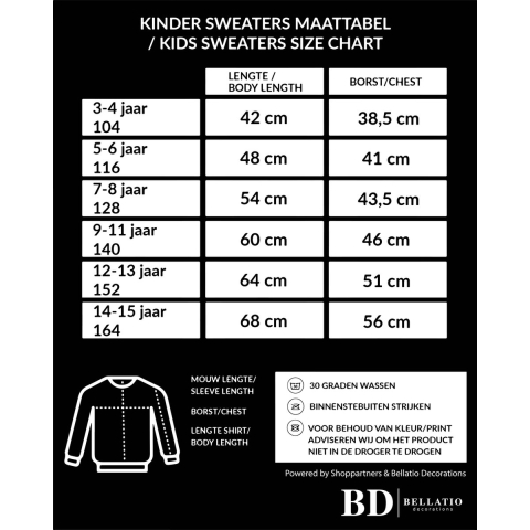 Koningsdag sweater Woningsdag zwart voor kinderen 7-8 jaar (122/128) -