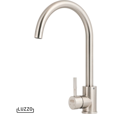 Luzzo ® lesina keuken­ mengkraan brushed steel – hoog model ronde uitloop 100%