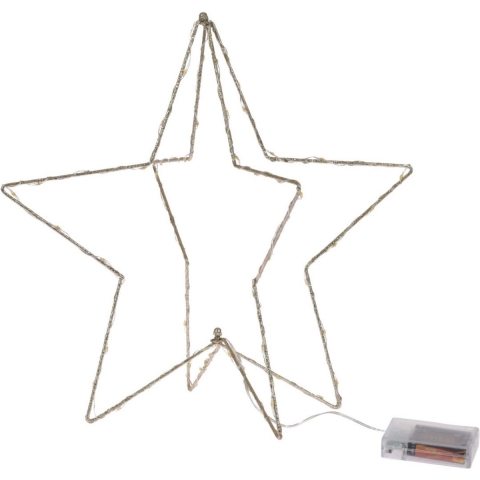 Goudkleurige Kerstster met Ledverlichting op Batterij 37 cm