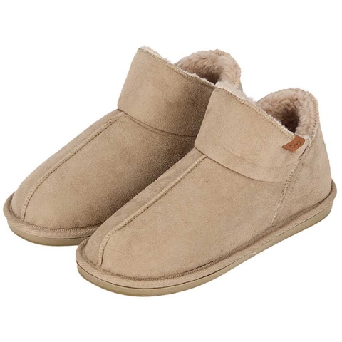 Apollo sloffen - dames - beige - voering wol - suede - pantoffels - met antislip 37-38 -