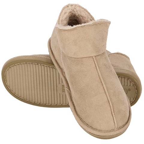 Apollo dames sloffen - instappers - beige - suede look - hoog model - pantoffels - harde zool 37-38 -