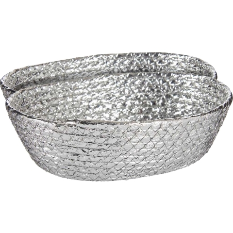 2x stuks metallic zilver zeegras opslag of brood mandjes 24 x 19 x 8 cm -