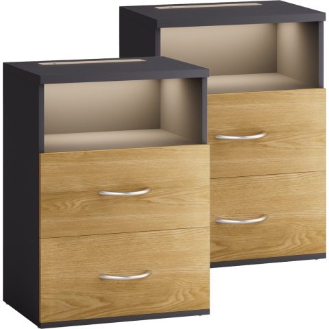 Nachtkastje Jamie Set van 2 Hout/Grijs 55x40x28cm