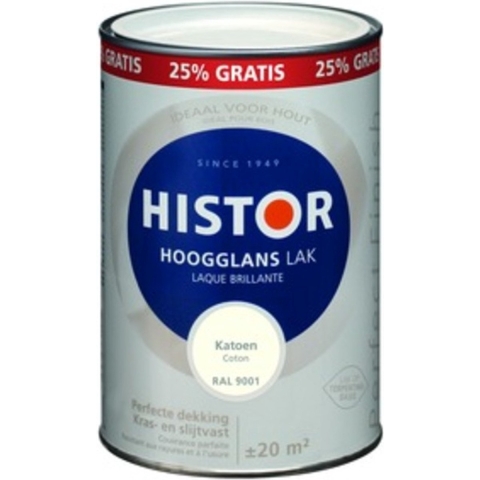 Histor Perfect Finish Alkyd Hoogglans Katoen 1 liter + 25% gratis