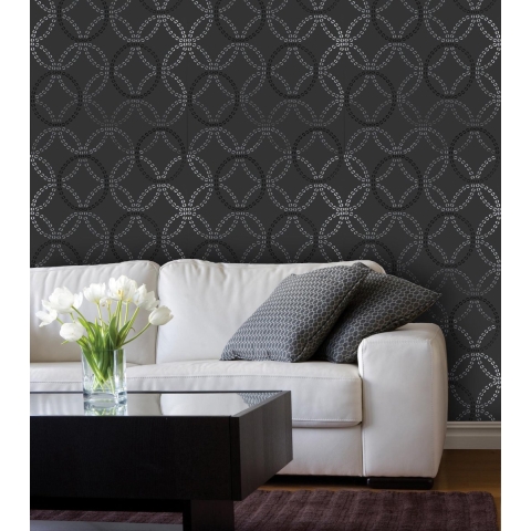 Dutch Wallcoverings African Circles Schuimvinyl Zilver 6834-7