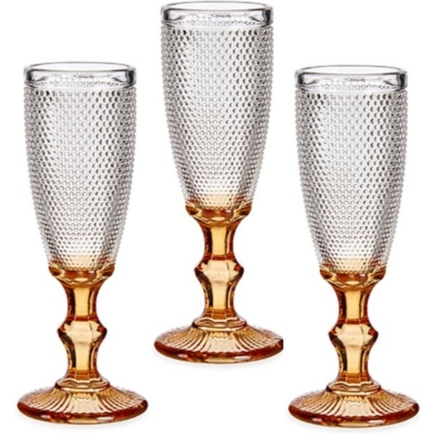 Luxe Monaco serie Champagneglazen set 6x stuks op goud voet 180 ml -