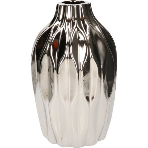 Keramieken vaas/vazen Junas zilver 15 x 25 cm -