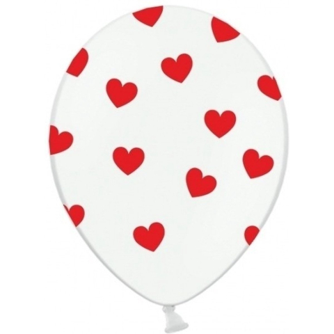 Hartjes ballonnen - 30x st - rood/wit - 30 cm - Valentijn versiering -