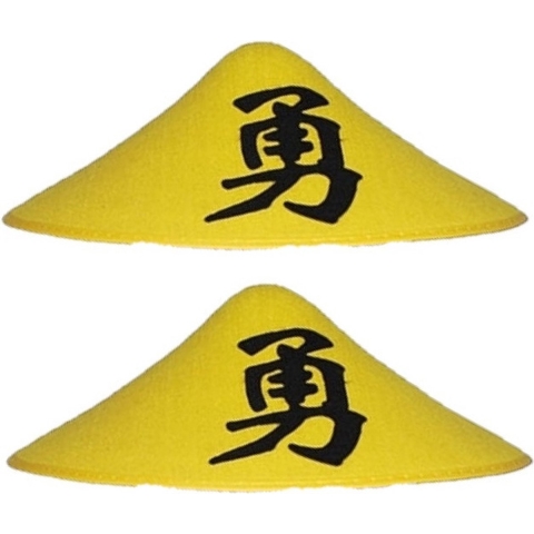 4x stuks chinese verkleed hoed geel met teken -