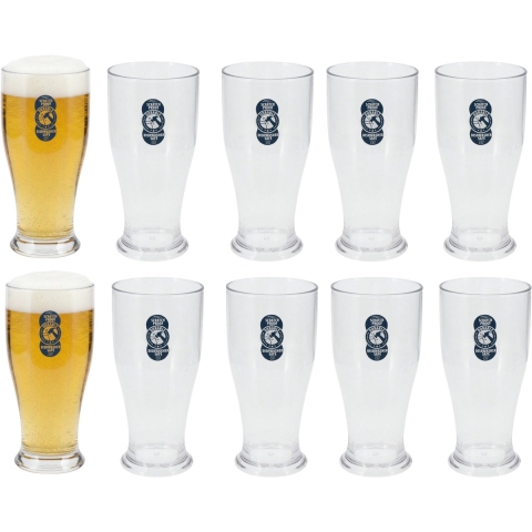Excellent Houseware Bierglas - 20x - 520 ml - onbreekbaar kunststof - herbruikbaar -