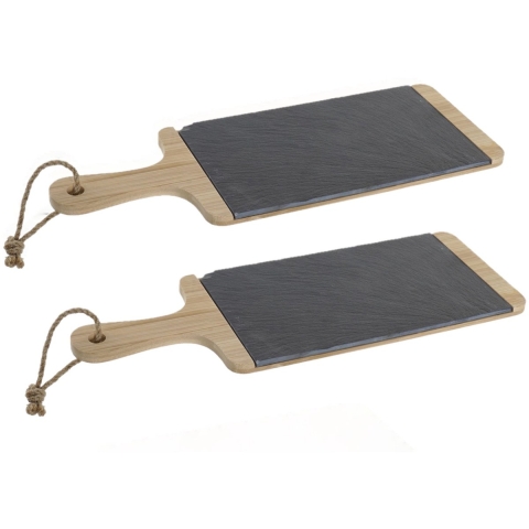 2x stuks luxe houten snijplanken 42 x 15 cm zwart -