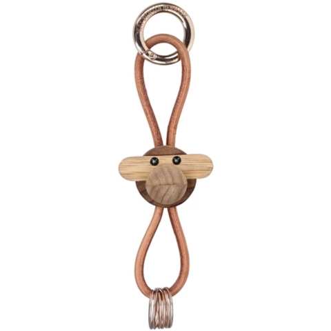 Kay Bojesen Sleutelhanger - Aapje/Goud - Natuurlijk leer Teak/Li - Kay Bojesen - OneSize - Sleutelhanger