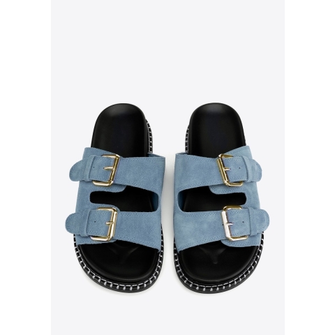 Wittchen Dames Blauwe Suède Leren Slippers