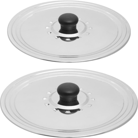 Set van 2x stuks universele RVS spatdeksel/pannendeksel met stoomuitlaat -