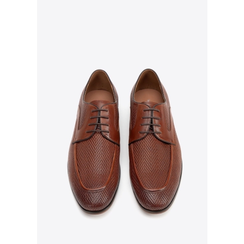 Wittchen Heren Derby schoenen van echt leer met vlechtwerk, lichtbruin
