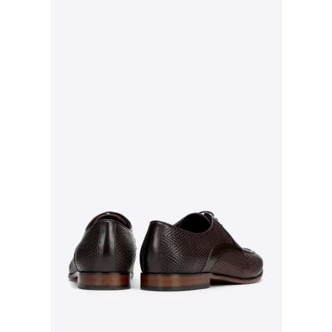 Wittchen Heren Derby schoenen van echt leer met vlechtwerk, donkerbruin