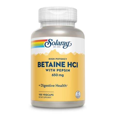 Solaray Betaine HCl 650 mg + Pepsin 100 capsules