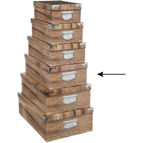 5Five Opbergdoos/box - 2x - Houtprint donker - L40 x B26.5 x H14 cm - Stevig karton - Treebox -