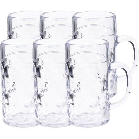 Bierpul/bierglas - 12x - transparant - onbreekbaar kunststof - 500 ml -