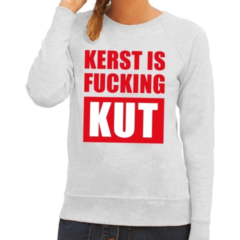 Foute kersttrui Kerst Is Fucking Kut grijs voor dames 2XL (44) -