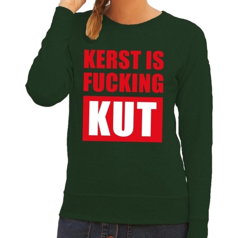 Foute kersttrui Kerst Is Fucking Kut groen voor dames S (36) -