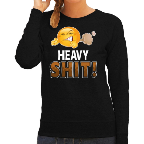 Funny emoticon sweater Heavy SHIT zwart dames S -