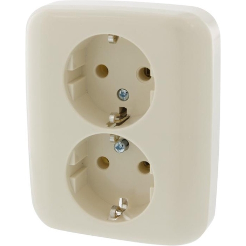 Busch-Jaeger SI Contactdoos | Inbouw | 2-voudig | Randaarde | Crème - 66.000.50