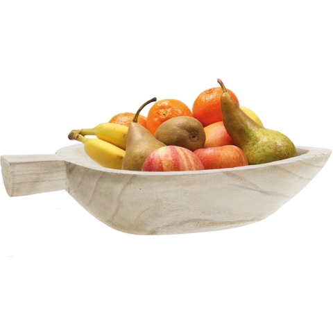 Fruitschaal blad hout 39 cm -