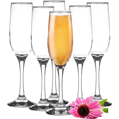 Champagneglazen - 6x - Rocroi - 200 ml - D5 x H23 cm - glas - flutes -