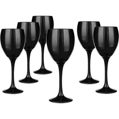 Wijnglazen - 6x - Black collection - 300 ml - glas -