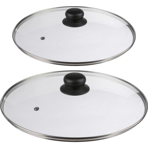 Universele pannendeksels - set 2x st - glas - voor pannen dia 24 en 29,5 cm -