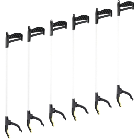 Afvalgrijper - Pakket van 12x stuks - met klemgreep - 76 cm - grijphulp - afvalprikker -