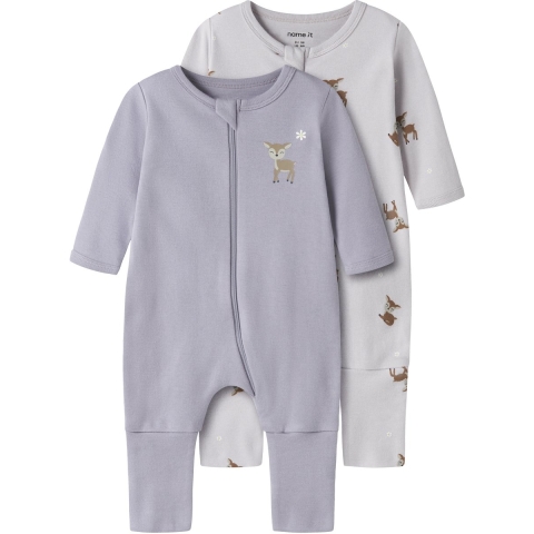 Name It Pyjamapak - Noos - NbfNightsuit - 2-pack - Lilac Marble/ - Name It - 74 - Pyjamapak
