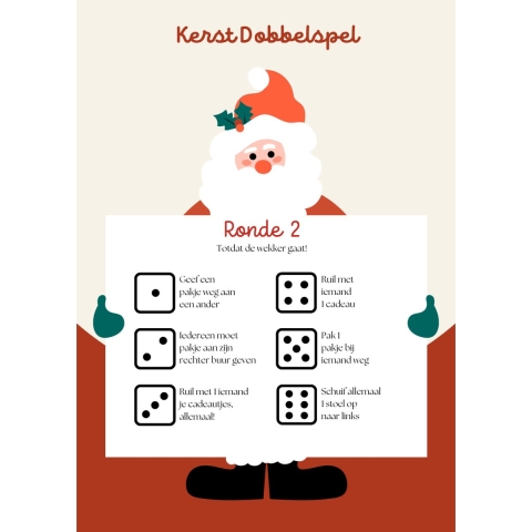 Kerst Dobbelspel - A4 papier - XL foam dobbelsteen blauw - kookwekker -