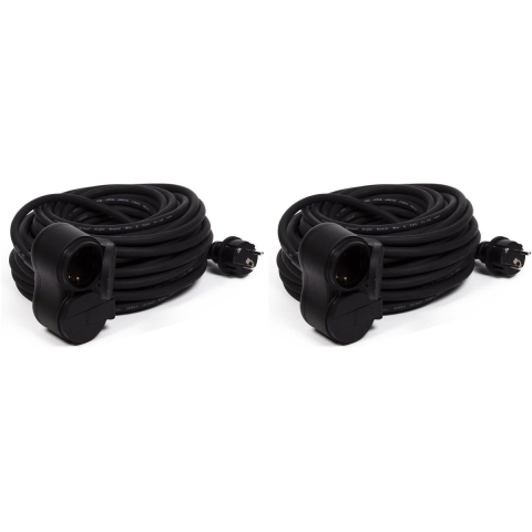 Verlengsnoer rubber - 2x - 20 meter - spatwaterdicht IP44 - 3500W - 3-polig -
