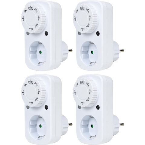 Tijdschakelaar - 4x - met dag/nacht sensor - afteltimer 2-8 uur - 3600W -