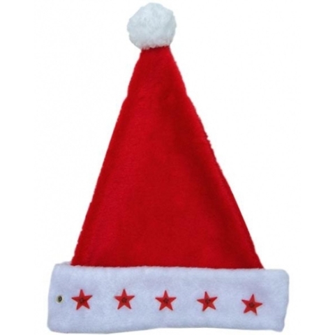 Kerstmuts - 20x stuks - met lichtjes - 3D sterren - polyester - volwassenen -
