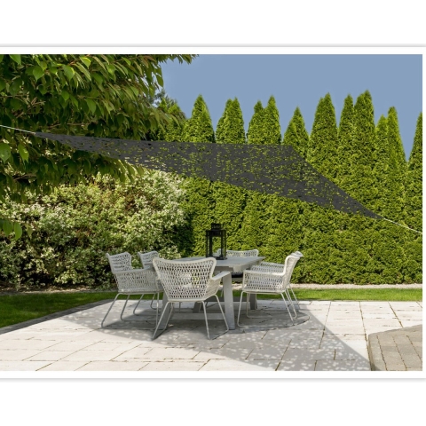 Schaduwdoek/zonnescherm driehoek grijs camouflage 3,6 meter inclusief ophangaccessoires -