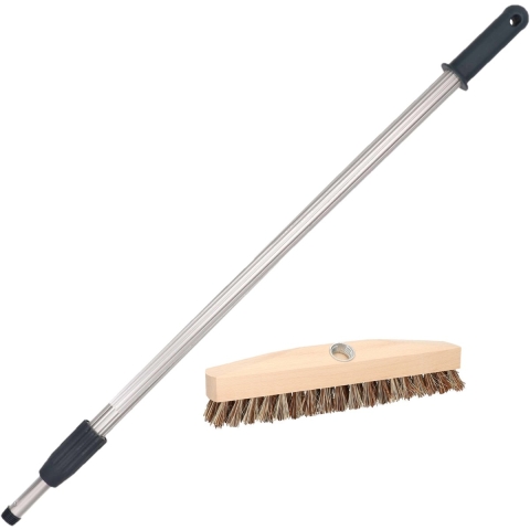 Sorex Houten schrobborstel - schrobber - inclusief aluminium telescoopsteel - zilver - tot 200 cm -