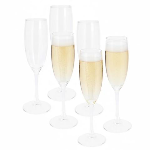 Excellent Houseware Champagne flute glas - 12x stuks - 190 ml - prosecco glas -