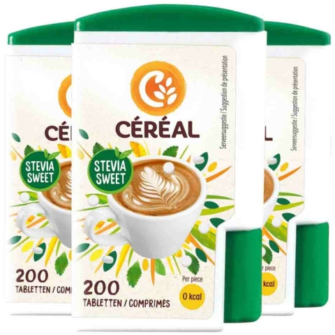 3x Céréal Stevia Sweet 200 tabletten